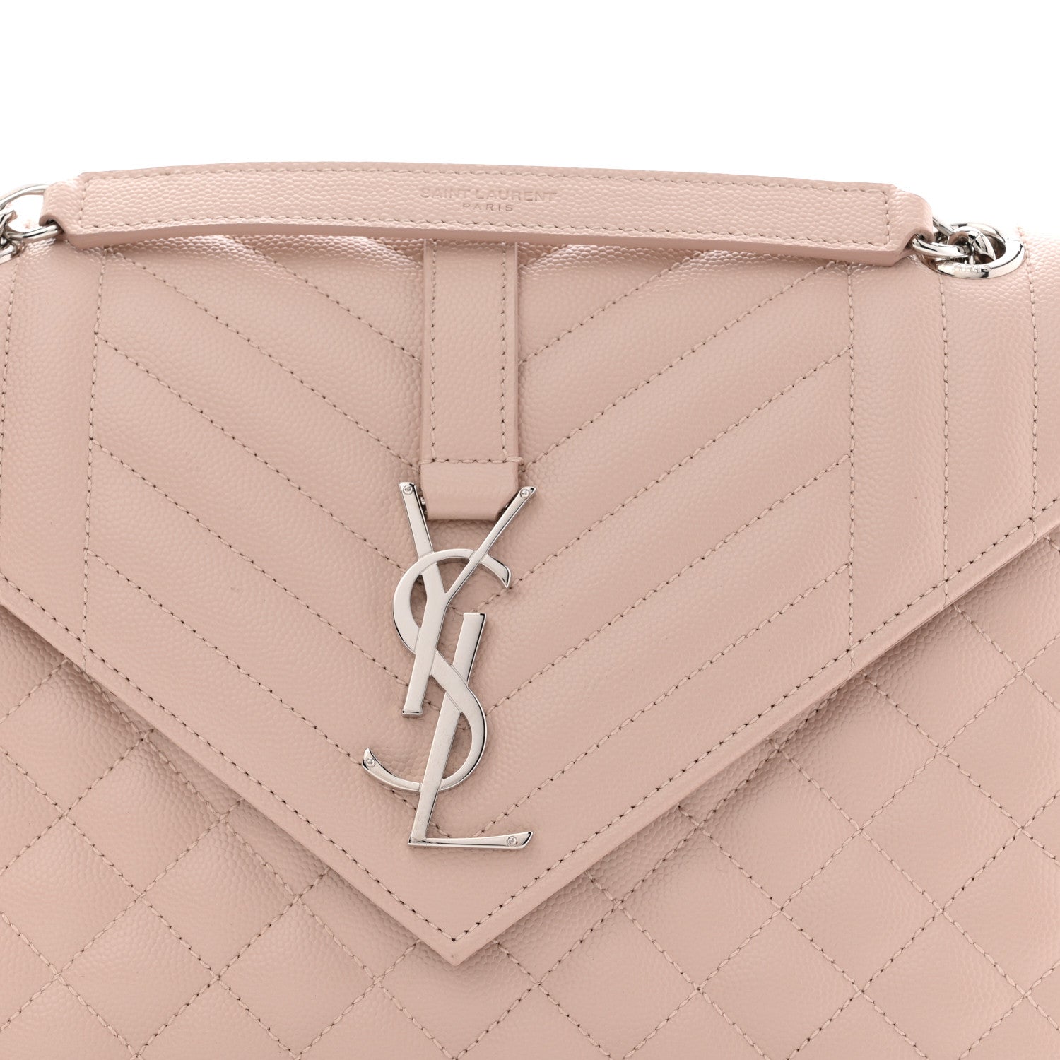 Saint Laurent Grain De Poudre Textured Mixed Matelasse Medium Triquilt Monogram Satchel Marble Pink 8 of 13