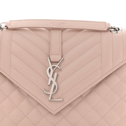 Saint Laurent Grain De Poudre Textured Mixed Matelasse Medium Triquilt Monogram Satchel Marble Pink 8 of 13