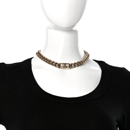 Chanel Crystal CC Chain Link Choker Necklace Gold 2 of 4