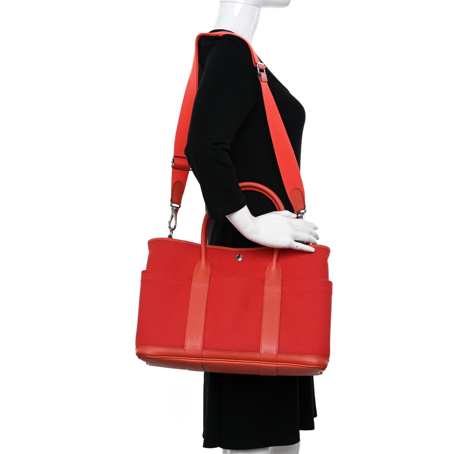 Hermes Toile Militaire Vache Country Garden Party Pockets 36 MM Rouge Tomate Capucine 2 of 17
