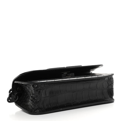 Balenciaga Extra Supple Calfskin Monochrome Crocodile Embossed Gossip Chain Bag XS Black 4 of 9