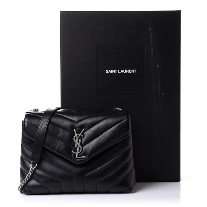 Saint Laurent Calfskin Y Quilted Monogram Small Loulou Chain Satchel Black 11 of 13