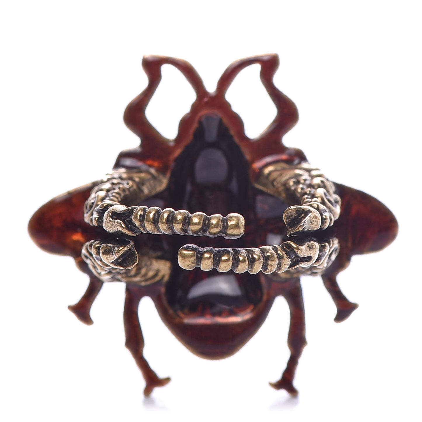 Metal Enamel Bee Ring 7.5 Aged Gold