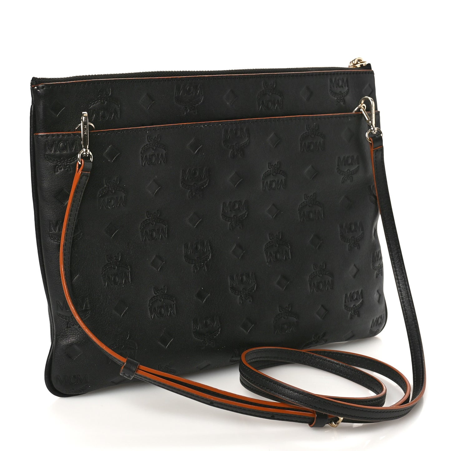 Calfskin Ottomar Monogram Medium Crossbody Pouch Black