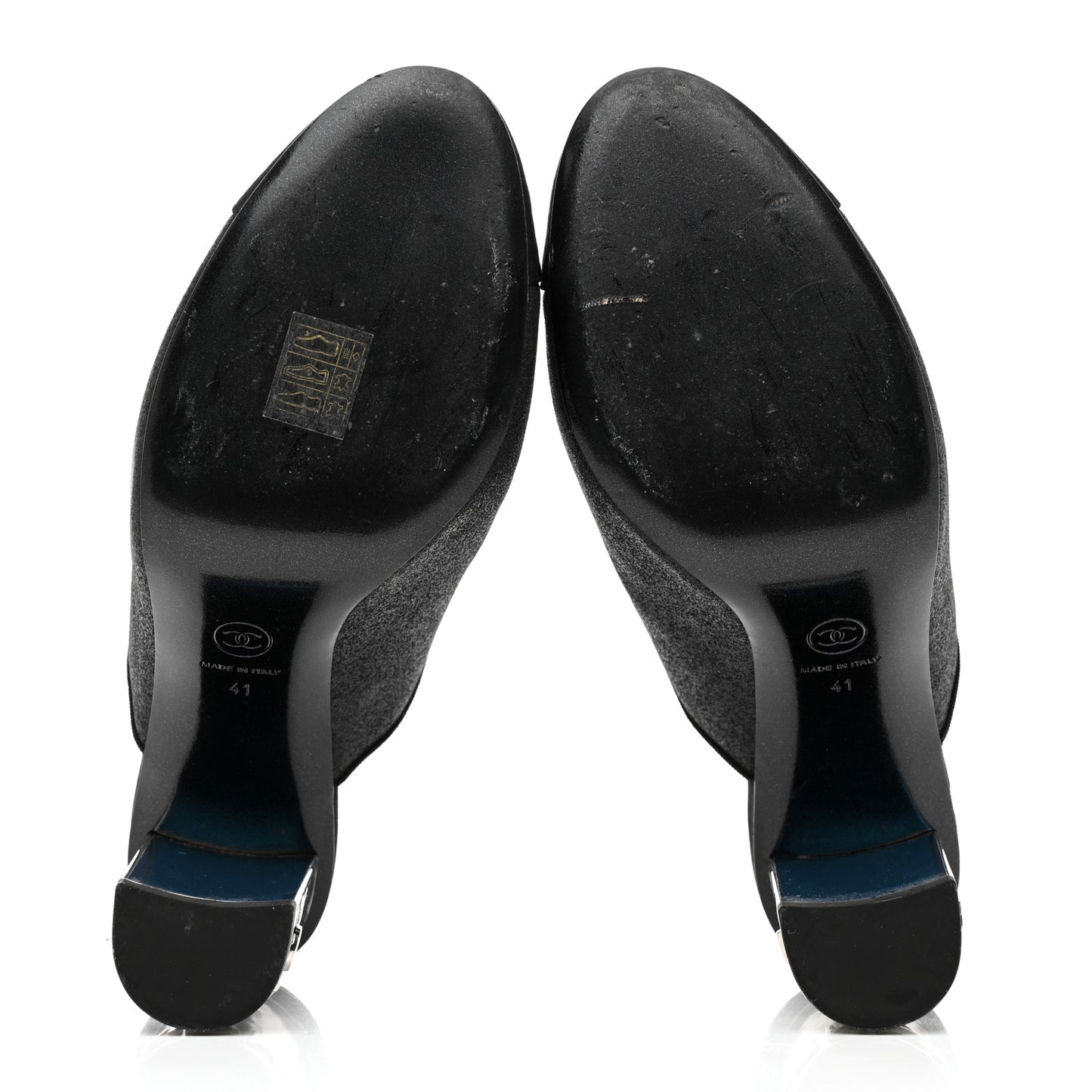 Fabric Glitter Cap Toe Logo Pumps 41 Black