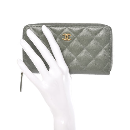 Chanel Iridescent Caviar Quilted Medium Zip Around Wallet Light Green 2 of 9