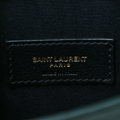 Saint Laurent Calfskin Crocodile Embossed Uptown Monogram Clutch Dark Green 11 of 12