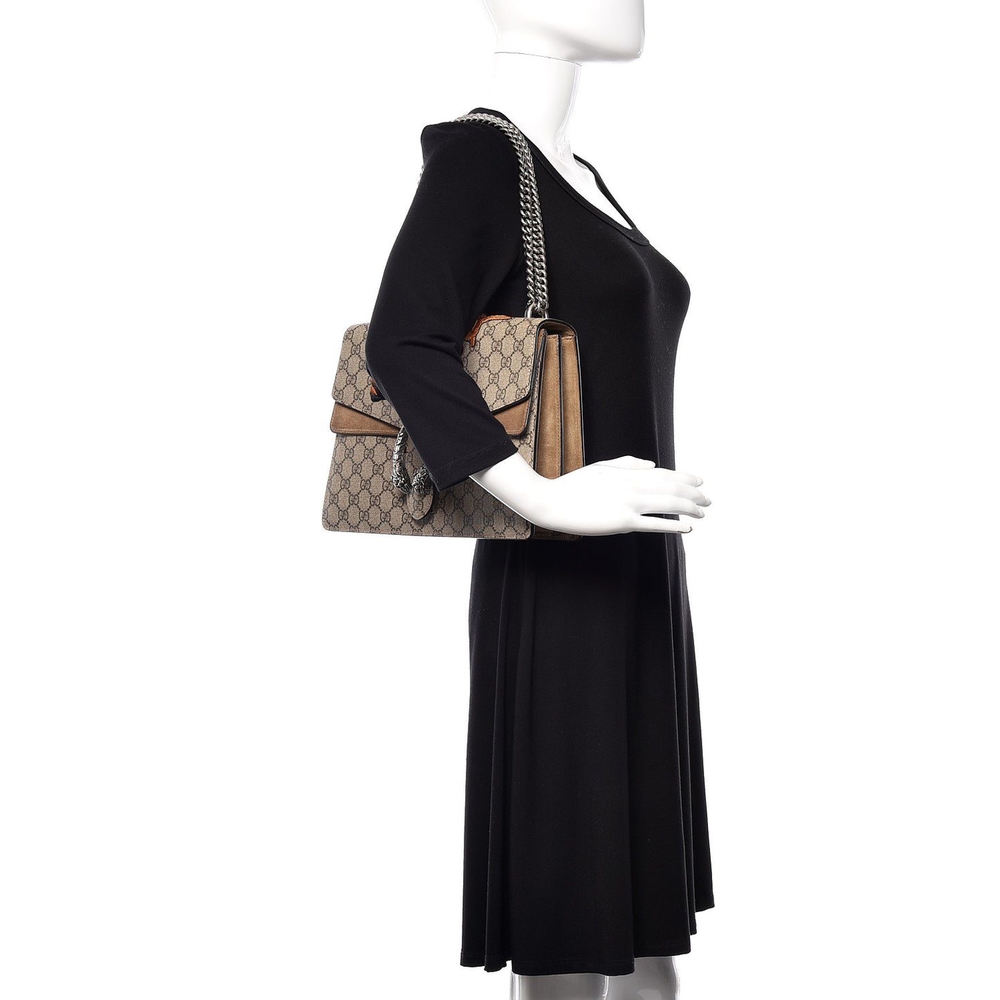 GG Supreme Monogram Bee Embroidered Medium Dionysus Shoulder Bag Taupe
