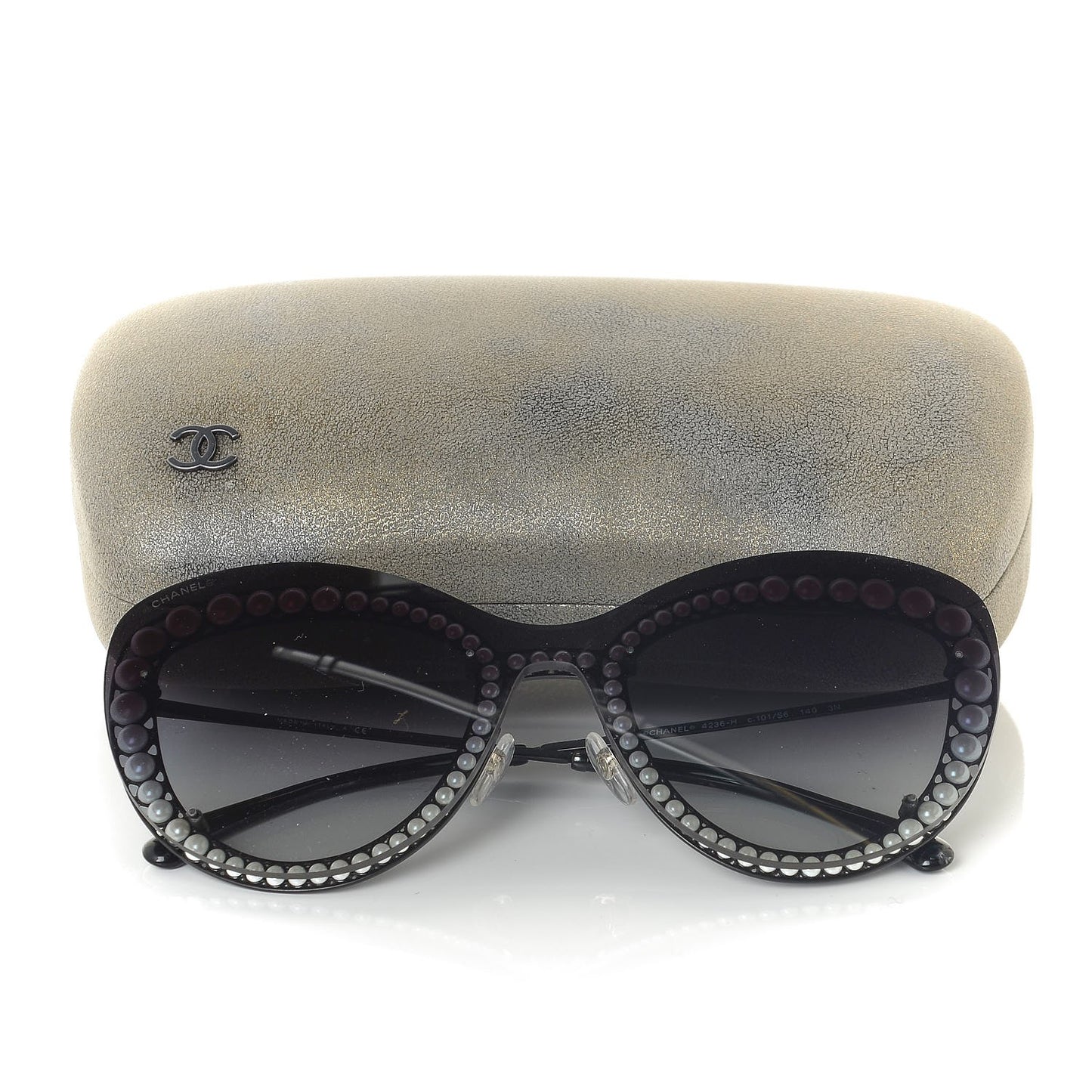 Acetate Metal Pearl Butterfly Sunglasses 4236-H Black