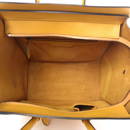 Celine Drummed Calfskin Mini Luggage Ocre 5 of 23