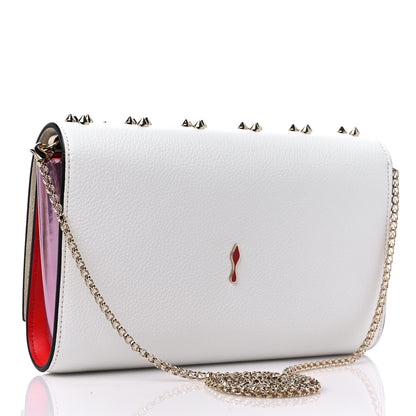 Christian Louboutin Grained Calfskin Spikes Loubinthesky Paloma Wallet On Chain White 3 of 11