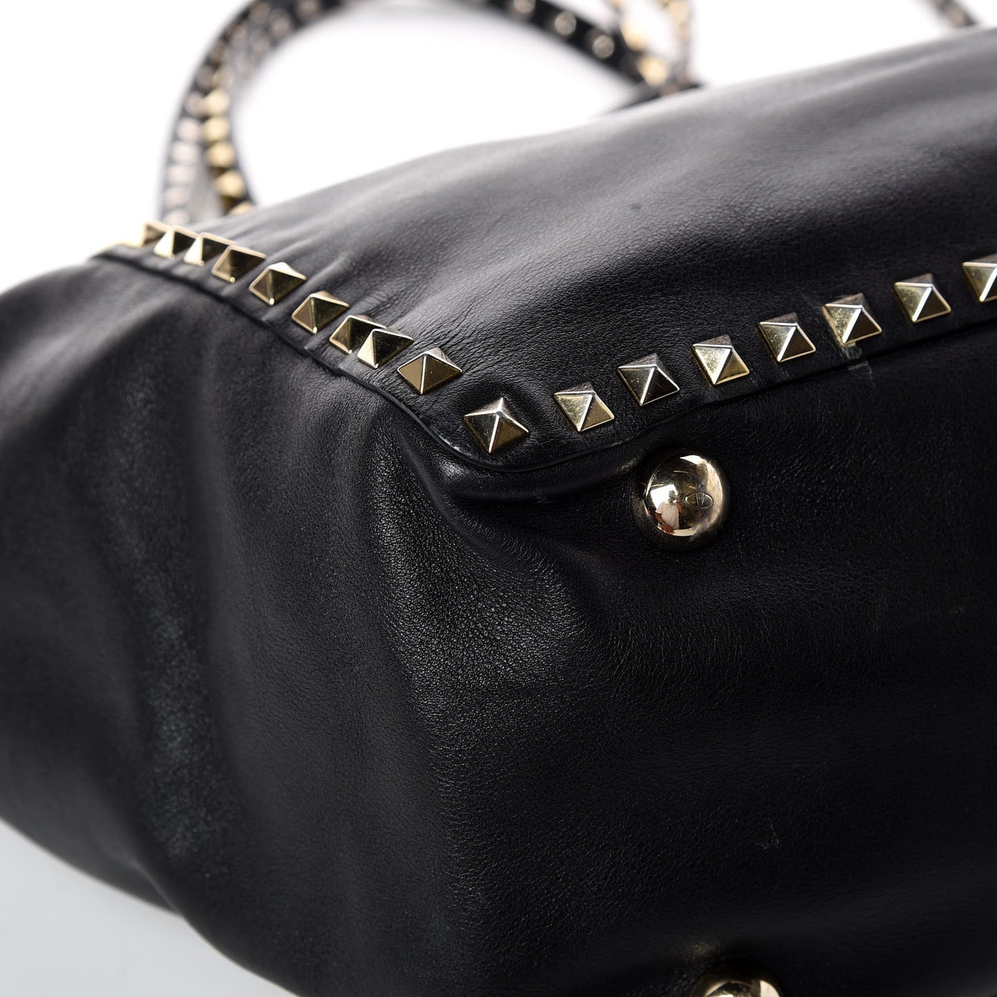 Vitello Medium Rockstud Tote Black