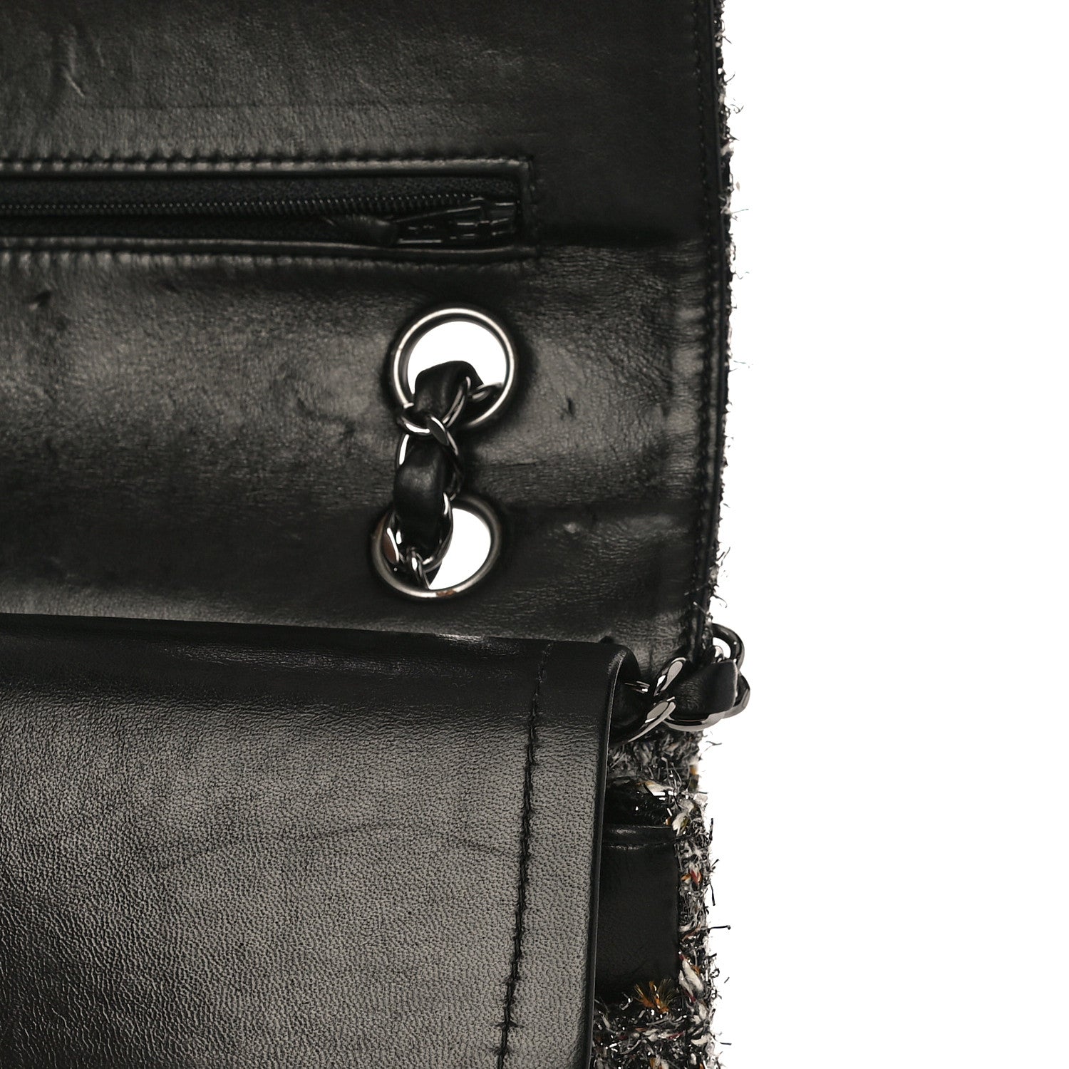 Chanel Metallic Tweed Medium Double Flap Black White 12 of 14