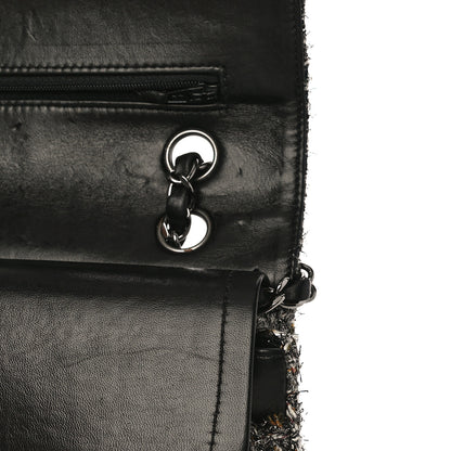 Chanel Metallic Tweed Medium Double Flap Black White 12 of 14