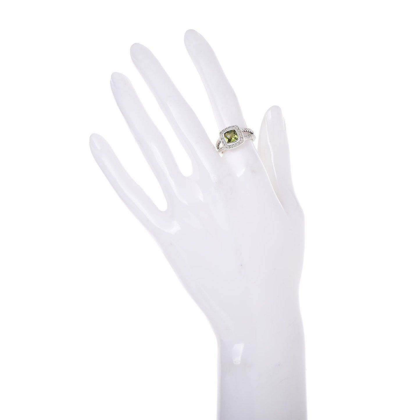 Sterling Silver Diamond Peridot 7mm Petite Albion Ring 52 6