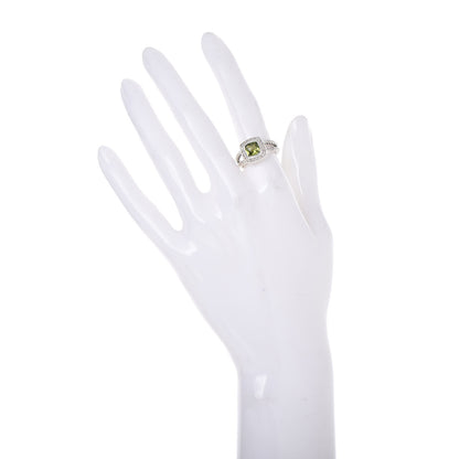 David Yurman Sterling Silver Diamond Peridot 7mm Petite Albion Ring 52 6 2 of 5