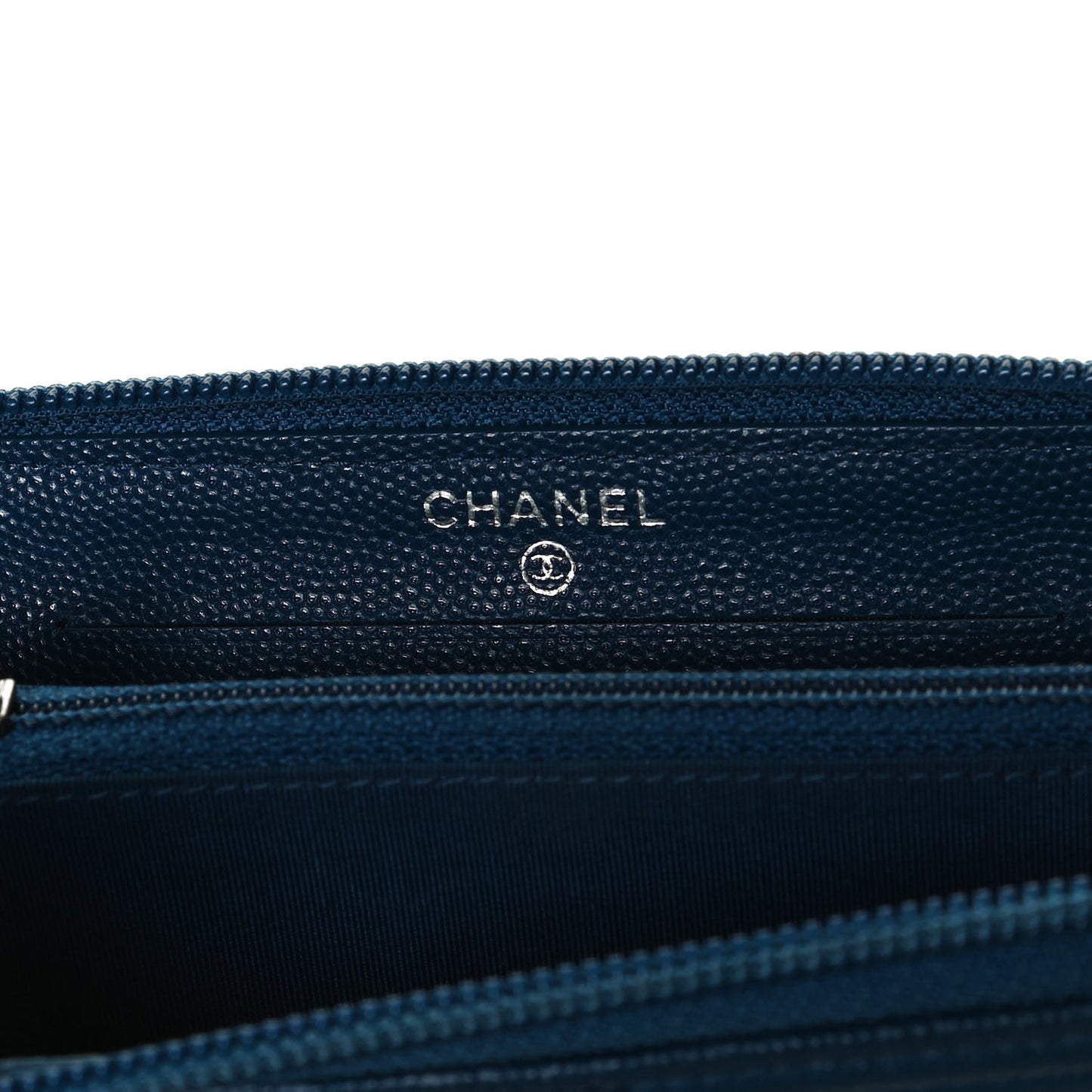 Caviar Quilted Boy Small Zip Around Wallet Blue
