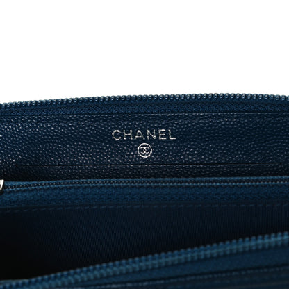 Chanel Caviar Quilted Boy Small Zip Around Wallet Blue 6 of 13