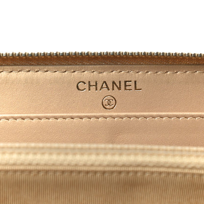Chanel Pearly Caviar Quilted Large Gusset Zip Around Wallet Gold 6 of 14
