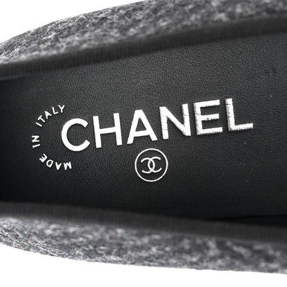 Chanel Wool Tweed Lambskin Cap Toe Ballerina Flats 40 Black Grey 7 of 9