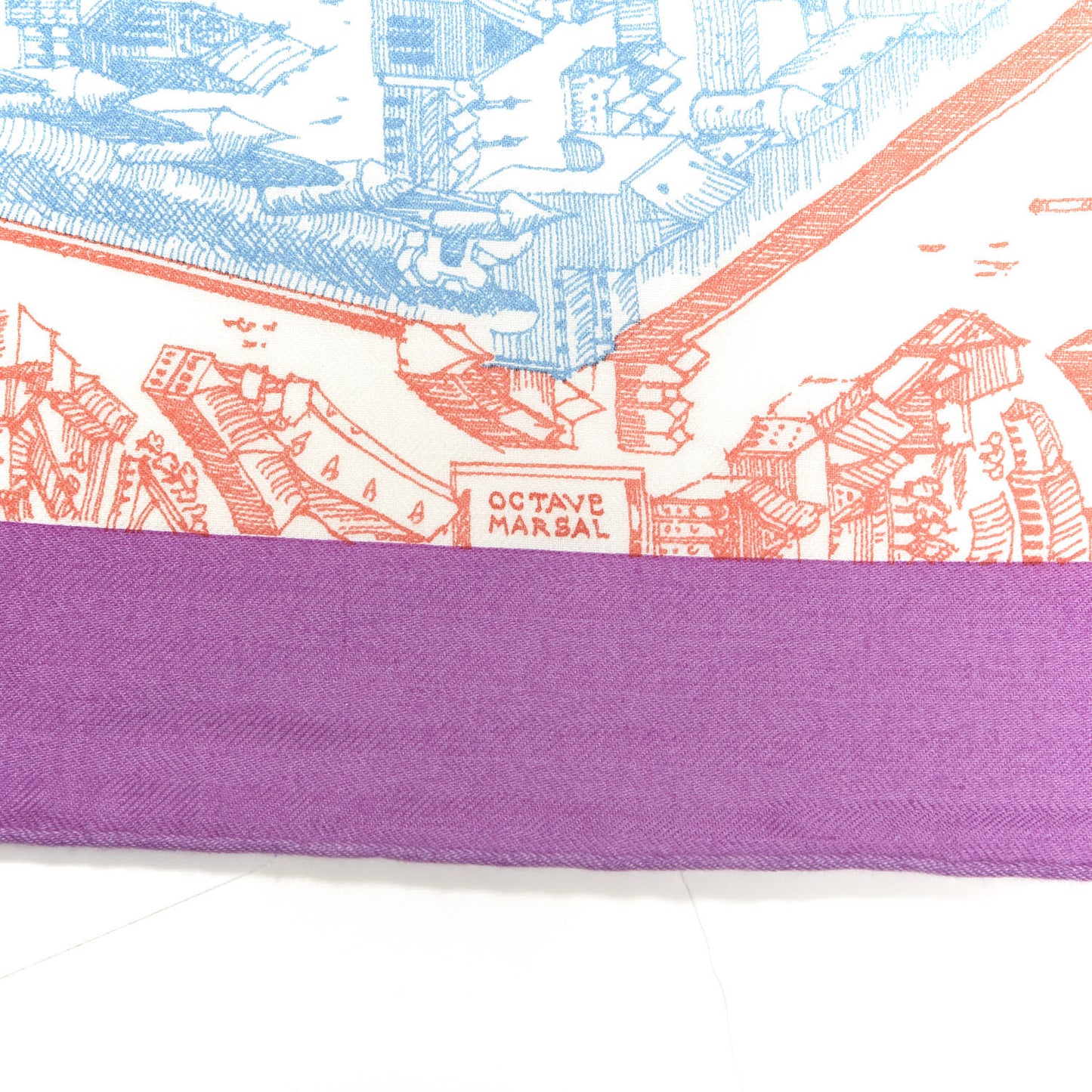 Cashmere Silk La Cite Cavaliere Shawl 140 Mauve Petrole Coral
