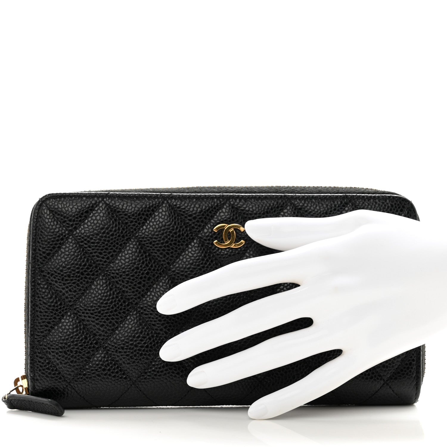 Chanel Caviar Quilted Large Gusset Zip Around Wallet Black 2 of 10