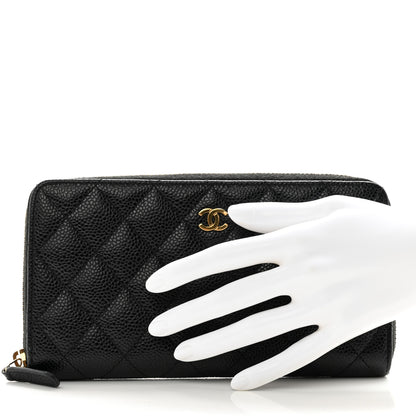 Chanel Caviar Quilted Large Gusset Zip Around Wallet Black 2 of 10