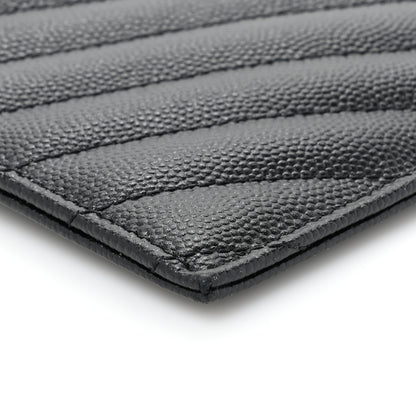 Saint Laurent Grain De Poudre Chevron Monogram Large Bill Pouch Black 10 of 12