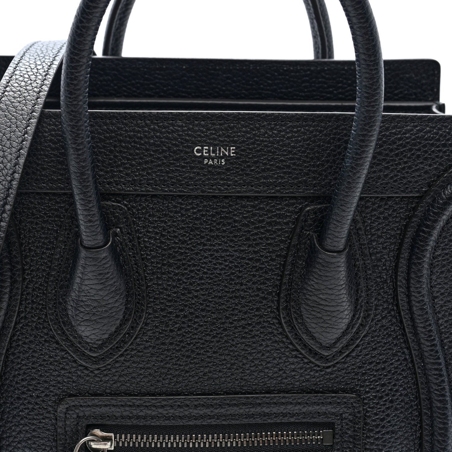 Celine Drummed Calfskin Nano Luggage Black 8 of 10