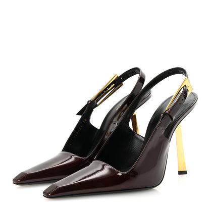 Saint Laurent Vernice Gloss Lee 110 Slingback Pumps 38 Marron Glacé 4 of 9