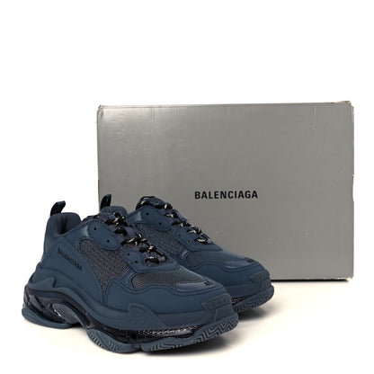 Balenciaga Fabric Mesh Clear Sole Fluo Mens Triple S Sneakers 40 Ombre Blue 10 of 10