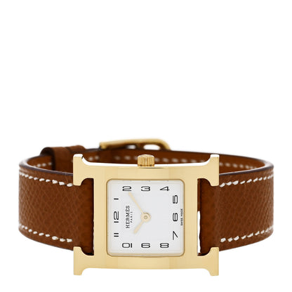 Hermes Stainless Steel Epsom 21mm Heure H Hour Quartz Watch Gold 2 of 5
