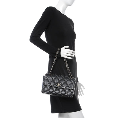 Chanel Calfskin Quilted Contrast Stitch Medium Flap Black 2 of 10