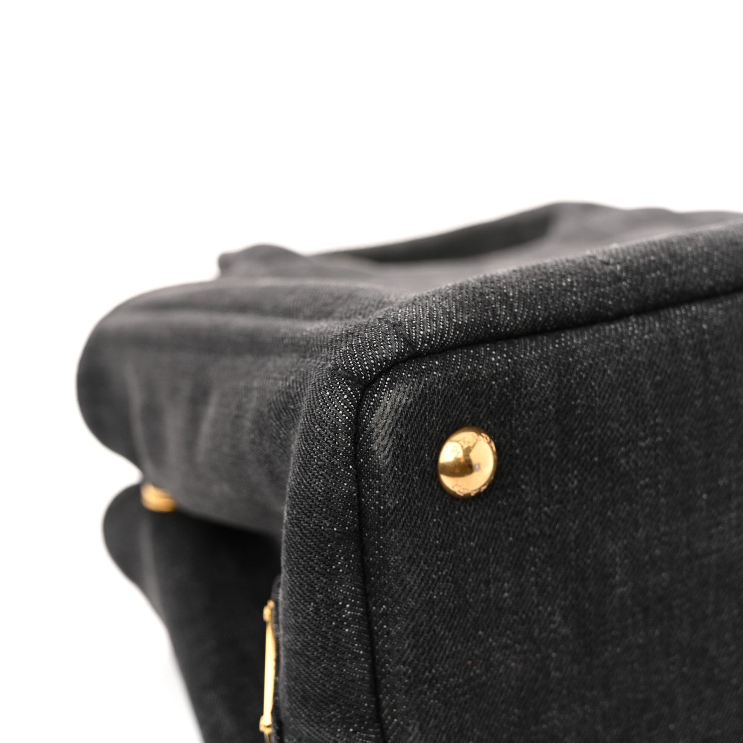 Prada Denim Small Logo Tote Black 12 of 13