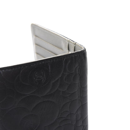 Chanel Lambskin Camellia Embossed Yen Wallet Black 7 of 11