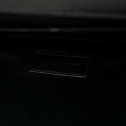Saint Laurent Grain De Poudre Matelasse Chevron Monogram Envelope Clutch Black 7 of 8