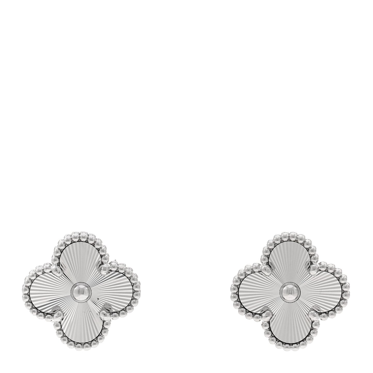 18K White Gold Guilloche Vintage Alhambra Earrings