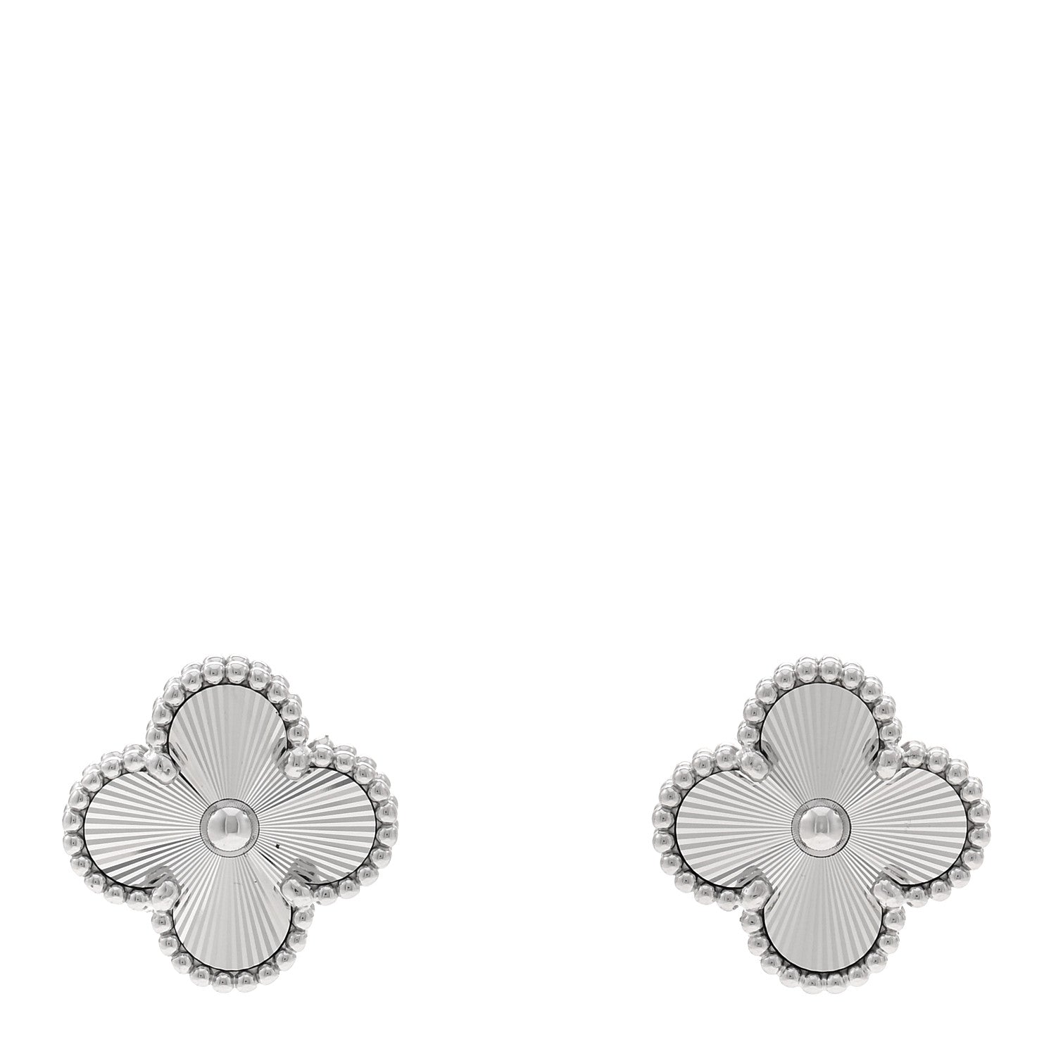 Van Cleef & Arpels 18K White Gold Guilloche Vintage Alhambra Earrings 1 of 5