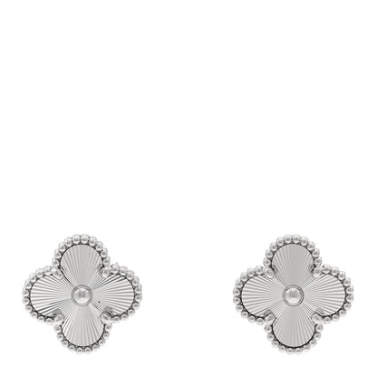Van Cleef & Arpels 18K White Gold Guilloche Vintage Alhambra Earrings 1 of 5