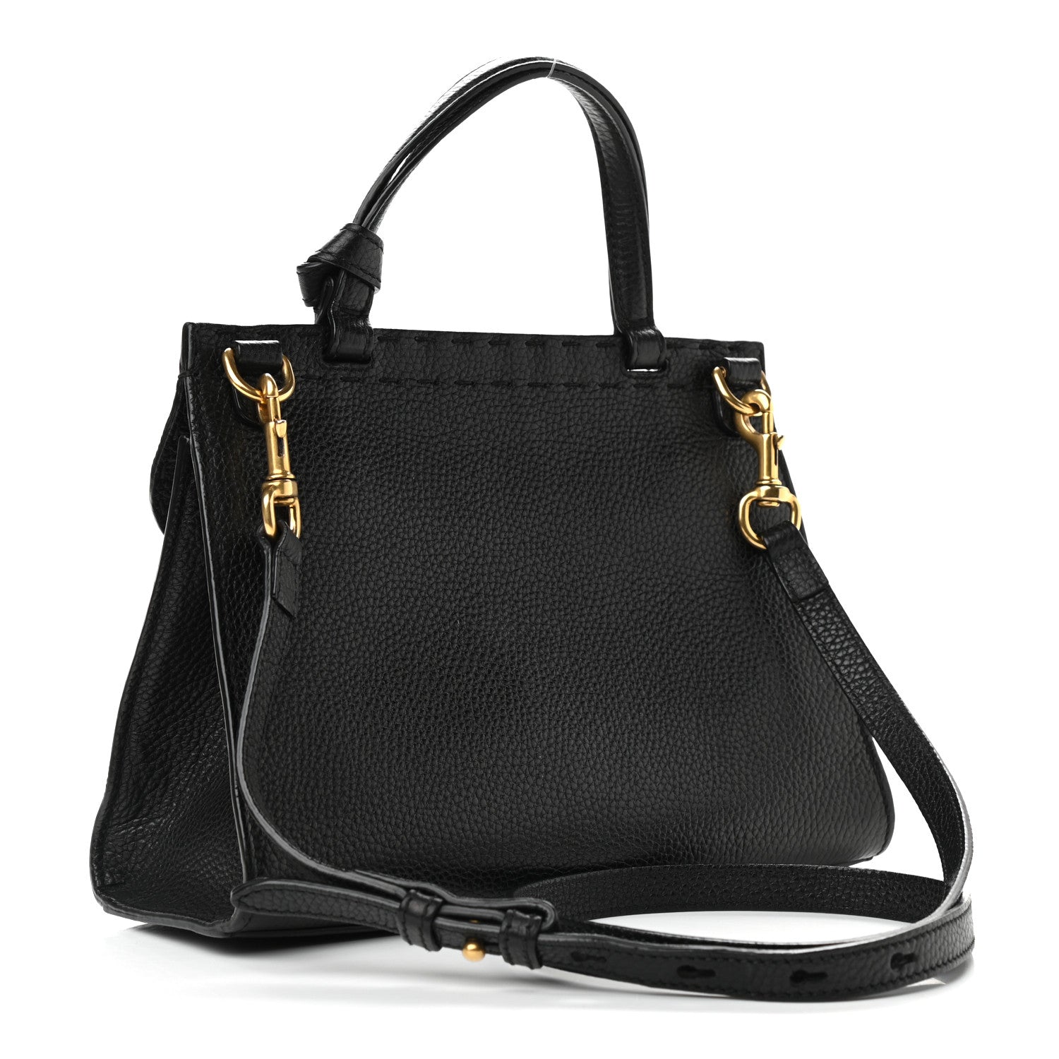 Gucci Calfskin Mini GG Marmont Top Handle Bag Black 4 of 13