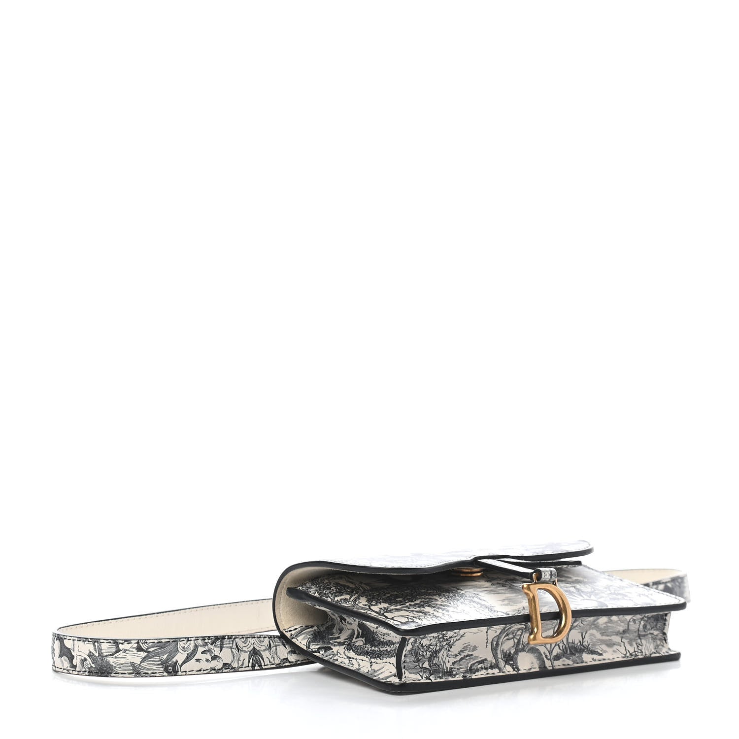 Christian Dior Calfskin Jardin Naturel Print Saddle Belt Bag Latte Multicolor 4 of 9