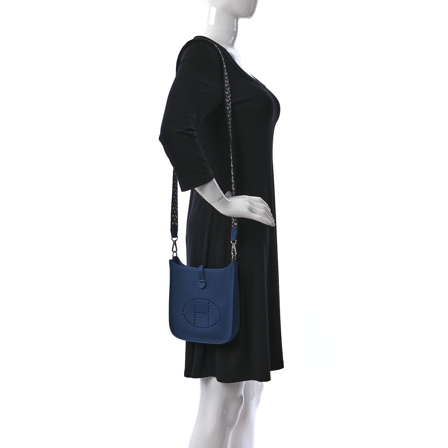 Hermes Taurillon Maurice Zigzag Evelyne TPM Deep Bleu Black White Deep Bleu 2 of 10