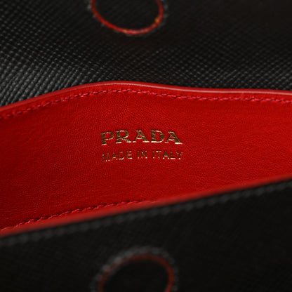 Prada Saffiano Cuir Medium Double Bag Black Fuoco 6 of 14