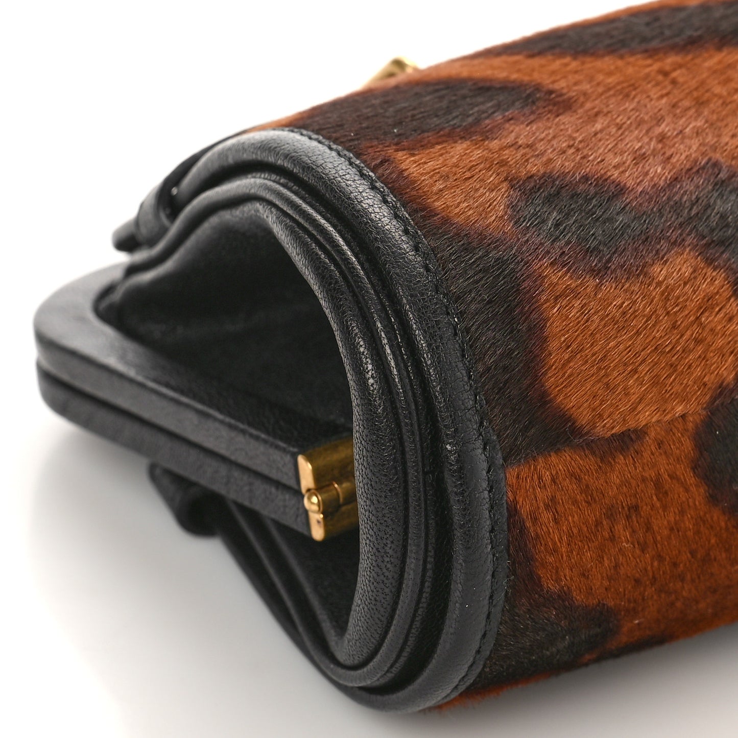 PonyHair Ocelot Print Skull Reversible Clutch