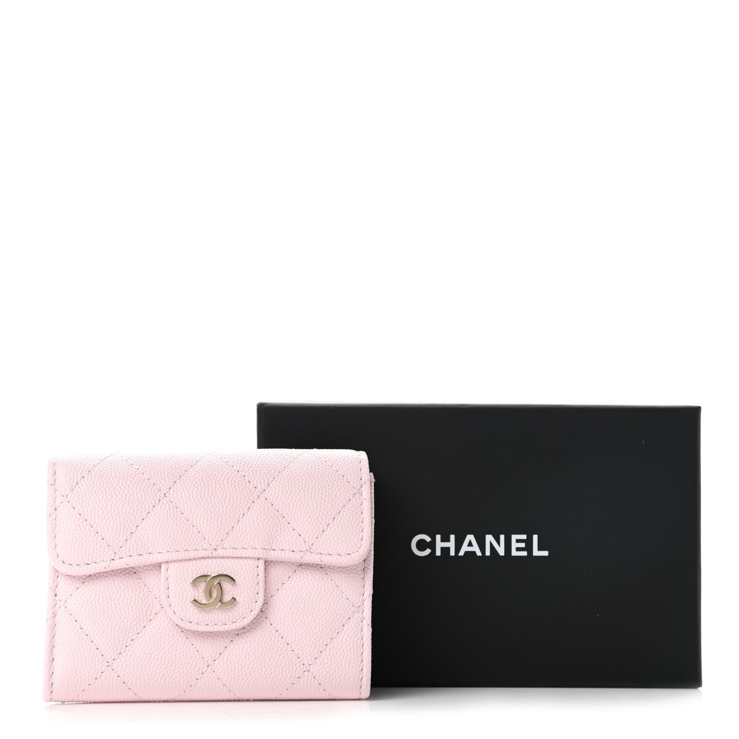 Chanel Caviar Quilted Flap Card Holder Wallet Light Pink 9 of 10