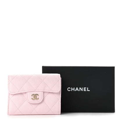 Chanel Caviar Quilted Flap Card Holder Wallet Light Pink 9 of 10