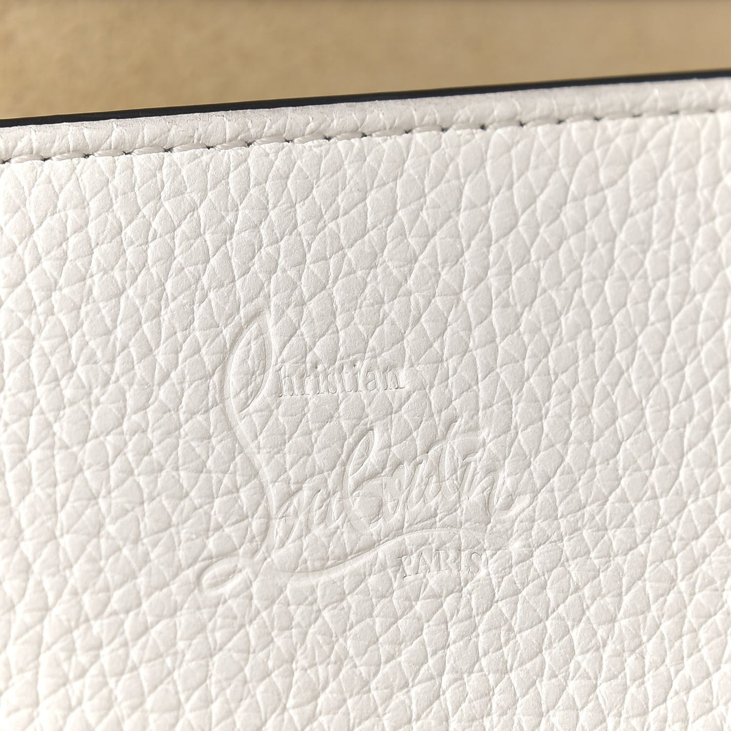 Grained Calfskin Spikes Loubinthesky Paloma Wallet On Chain White