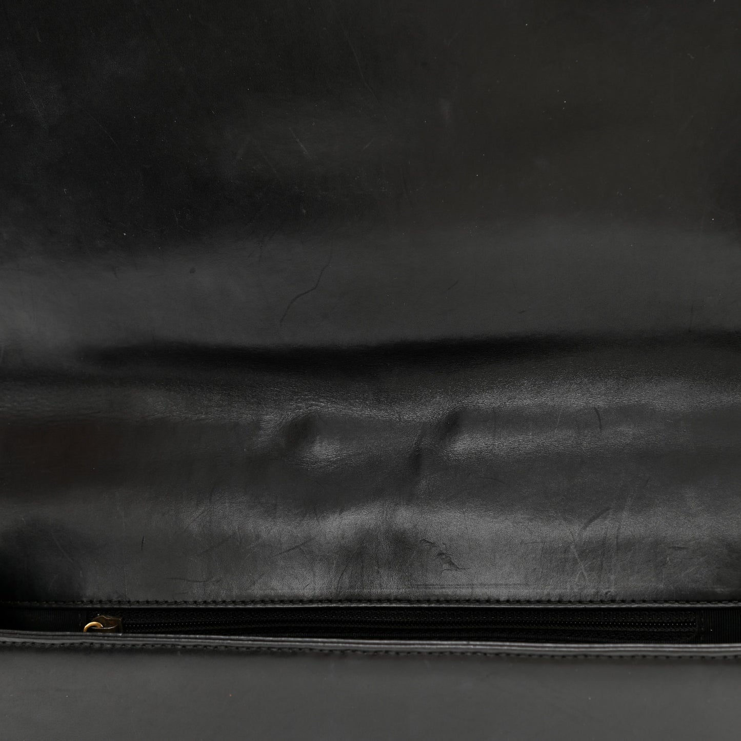 Glazed Calfskin Large Boy Flap Black