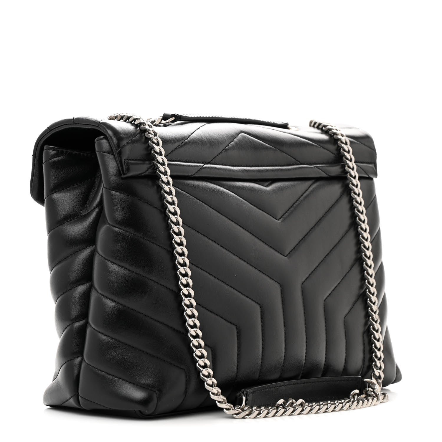 Saint Laurent Calfskin Y Quilted Monogram Medium Loulou Chain Satchel Black 3 of 17