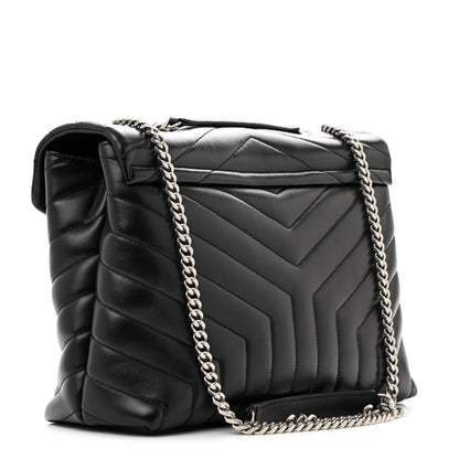 Saint Laurent Calfskin Y Quilted Monogram Medium Loulou Chain Satchel Black 3 of 17